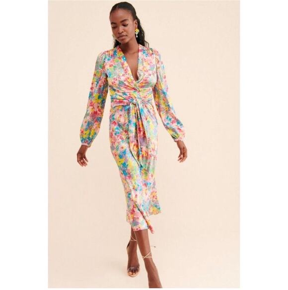 Ronny Kobo Dresses & Skirts - Ronny Kobo Mia Floral Midi Dress Long Sleeve Cocktail
